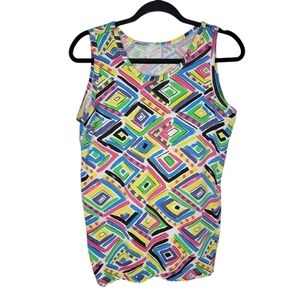 Vintage 80s Pinwheels Surfer Skateboard Abstract Art Graphic Tank Top